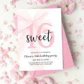 Invitation Élégante Coquette Rose Bow Sweet 16 Anniversaire