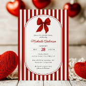 Invitation Élégante coquette rouge à nœud pour la baby shower