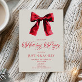 Invitation Élégante Coquette Rouge Bow Fête de Vacances