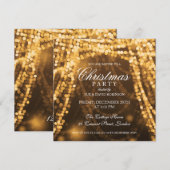 Invitation Élégante cordes de Noël éclaire l'or (Devant / Derrière)