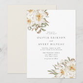Invitation Elégante couleur blanche crémeuse Mariage floral (Devant / Derrière)