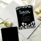 Invitation Elégante couleur bleue noire Fête des mariées flor