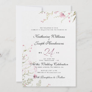 INVITATION ELÉGANTE COULEUR D'EAU FLORALE ABSTRAIT RSVP & MAR