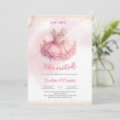 Invitation Elégante couleur d'eau rose et or tutu robe (Debout devant)