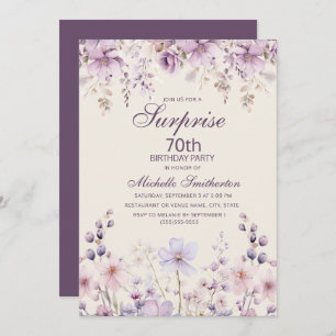 Invitation Elégante couleur d'eau violet Lilac Floral 70e