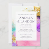 Invitation Elégante couleur d'encre couleur Mariage Abstrait (Devant)