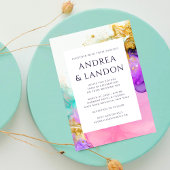 Invitation Elégante couleur d'encre couleur Mariage Abstrait