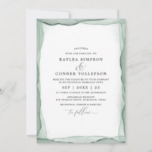 Invitation Elégante couleur Mariage Abstrait Sage Vert