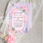 Invitation Elégante couleur or floral pourpre Aquarelle Nuest