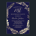 Invitation Elégante couleur or marine 21e anniversaire<br><div class="desc">Plus jolies invitations d'anniversaire dans le Little Bayleigh Store!</div>