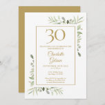 Invitation Elégante couleur or Verdure 30e anniversaire<br><div class="desc">Doté de délicats feuilles de verdure aquarellisés,  cette invitation chic de 30e anniversaire peut être personnalisée avec vos informations spéciales de fête d'anniversaire,  avec un arrière - plan doré au verso. Conçu par Thisnotme©</div>