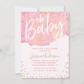 Invitation Elégante couleur rose de script | Baby shower fill (Devant)