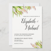 Invitation Elégante couleur rose et vert Mariage Tulipe (Devant)
