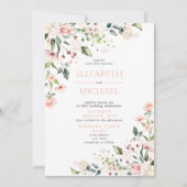 Invitation Elégante couleur rose pâle Aquarelle Florale Photo (Devant)