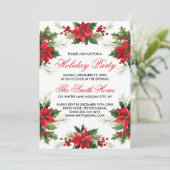 Invitation Elégante couleur rouge Poinsettia fête de vacances (Debout devant)