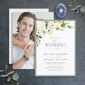 Invitation Elégante couleur vert gris-blanc