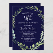 Invitation Elégante couleur verte marine 18e anniversaire (Devant / Derrière)