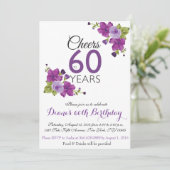 Invitation Élégante couleur violet 60e anniversaire Invitatio (Debout devant)