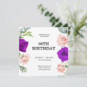 Invitation élégante couleur violet 60e anniversaire Invitatio (Debout devant)