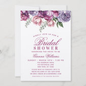 Invitation Elégante couleur violet Fête des mariées florale (Devant)