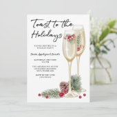 Invitation Élégante coupe de champagne de Noël (Debout devant)