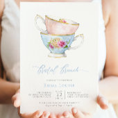 Invitation Elégante Coupe De Thé Fleur Avec Fleurs Brunch Nup