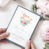 Invitation Elégante Coupe De Thé Fleur Avec Fleurs Brunch Nup