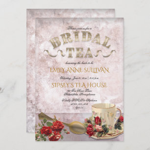 Invitation Elégante Coupe Vintage de Thé Floral Bridal Tea Do