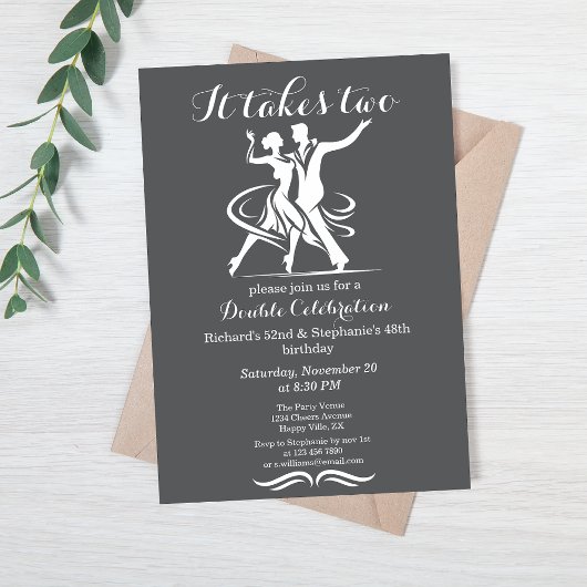 Invitation Élégante Couple Dansant Joint Anniversaire Célébra