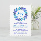 Invitation Elégante couronne bleue 85e fête d'anniversaire (Debout devant)