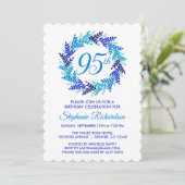 Invitation Elégante couronne bleue 95e fête d'anniversaire (Debout devant)