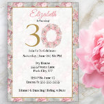 Invitation Élégante couronne de fleurs rose et gris 30e anniv<br><div class="desc">Élégante couronne de fleurs rose et gris 30e anniversaire Invitation pour les femmes. Il Est Facile De Changer L'Exemple De Texte En Vous Propre En Cliquant Sur Personnaliser. Cliquez Sur Personnaliser/Modifier Avec L'Outil De Création Pour Modifier Le Type De Police, La Couleur De Police, La Taille De Police, Ou Pour...</div>