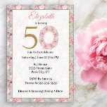 Invitation Élégante couronne de fleurs rose et gris 50e anniv<br><div class="desc">Élégante couronne de fleurs rose et gris 50e anniversaire Invitation pour les femmes. Il Est Facile De Changer L'Exemple De Texte En Vous Propre En Cliquant Sur Personnaliser. Cliquez Sur Personnaliser/Modifier Avec L'Outil De Création Pour Modifier Le Type De Police, La Couleur De Police, La Taille De Police, Ou Pour...</div>