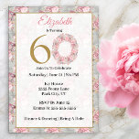 Invitation Élégante couronne de fleurs rose et gris 60e anniv<br><div class="desc">Élégante couronne de fleurs rose et gris 60e anniversaire Invitation pour les femmes. Il Est Facile De Changer L'Exemple De Texte En Vous Propre En Cliquant Sur Personnaliser. Cliquez Sur Personnaliser/Modifier Avec L'Outil De Création Pour Modifier Le Type De Police, La Couleur De Police, La Taille De Police, Ou Pour...</div>