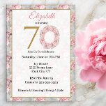 Invitation Élégante couronne de fleurs rose et gris 70e anniv<br><div class="desc">Élégante couronne de fleurs rose et gris 70e anniversaire Invitation pour les femmes. Il Est Facile De Changer L'Exemple De Texte En Vous Propre En Cliquant Sur Personnaliser. Cliquez Sur Personnaliser/Modifier Avec L'Outil De Création Pour Modifier Le Type De Police, La Couleur De Police, La Taille De Police, Ou Pour...</div>
