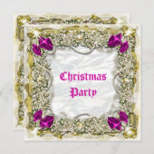 Invitation Élégante couronne de Noël blanc rose neige (Devant / Derrière)