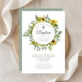 Invitation Élégante couronne de tournesol vert Sage