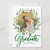 Invitation Élégante couronne fleurie Verdure Modernité Gradua (Devant)