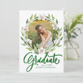 Invitation Élégante couronne fleurie Verdure Modernité Gradua (Debout devant)