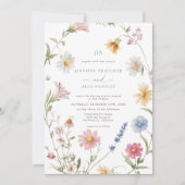 Invitation Élégante couronne florale | Mariage Rsvp Code Qr (Devant)