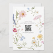 Invitation Élégante couronne florale | Mariage Rsvp Code Qr (Dos)