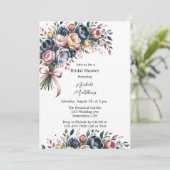 Invitation Élégante couronne Florale Pour Fête des mariées (Debout devant)