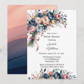 Invitation Élégante couronne Florale Pour Fête des mariées (Devant / Derrière)