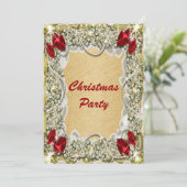 Invitation Élégante couronne rouge de Noël (Debout devant)