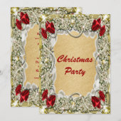 Invitation Élégante couronne rouge de Noël (Devant / Derrière)