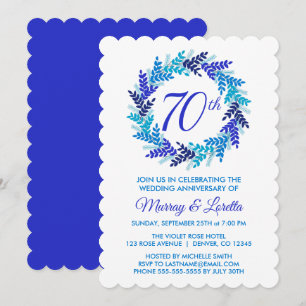 Invitation Élégante couronne royale bleue 70e anniversaire de