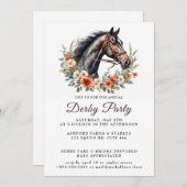 Invitation Elégante course de cheval aquarelle Wreath Derby P (Devant / Derrière)