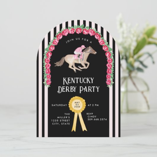 Invitation Élégante course de cheval Derby Party (Debout devant)