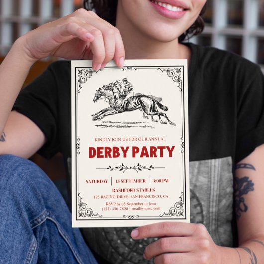 Invitation Élégante course de cheval Derby Party équestre