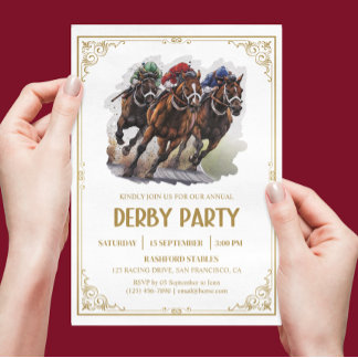 Invitation Élégante course de cheval Derby Party équestre